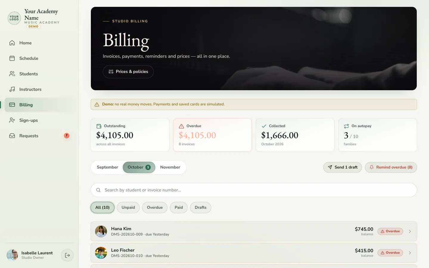 Billing in the Conservatory design